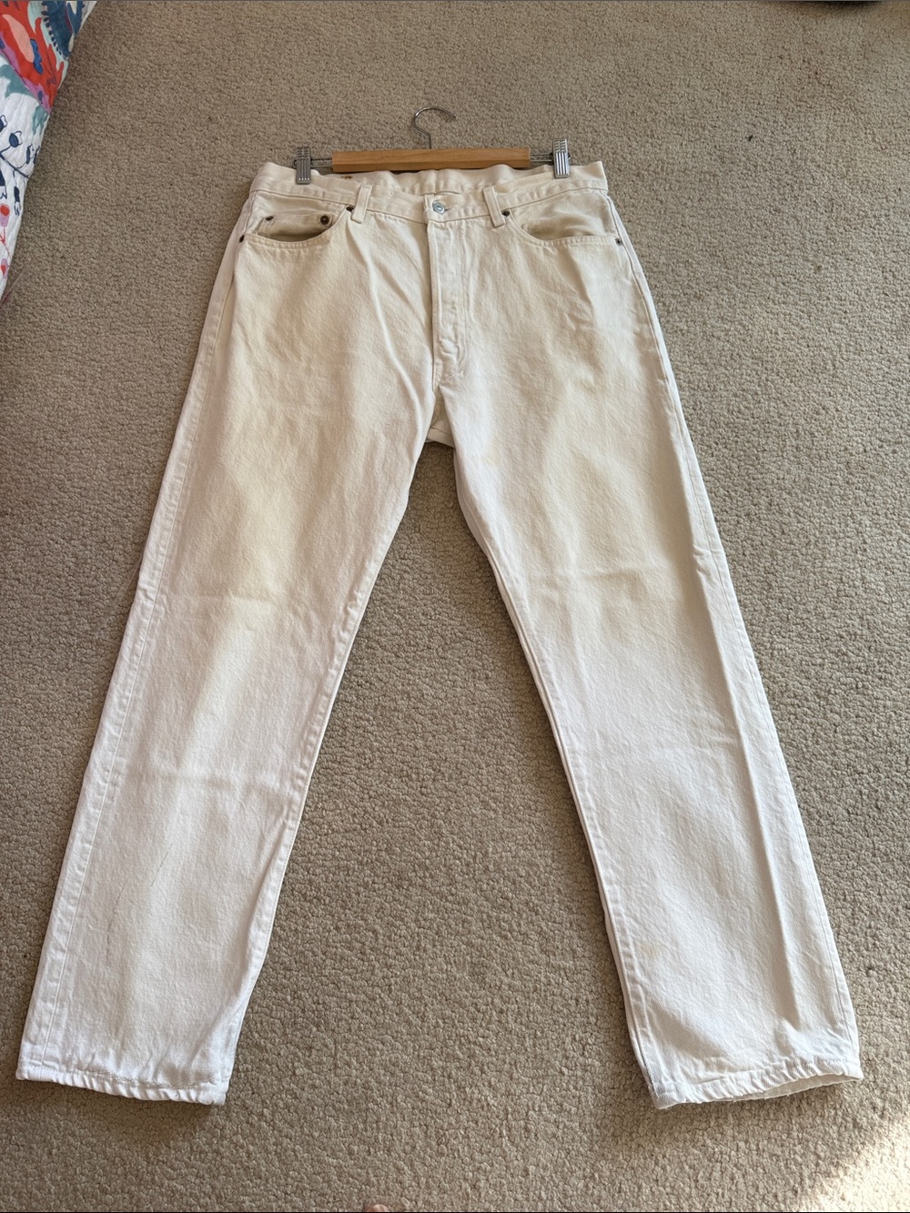 VTG Levi's 501 80's 1984 White Denim Jeans Button Fly USA Made | Men's 30Wx 36L